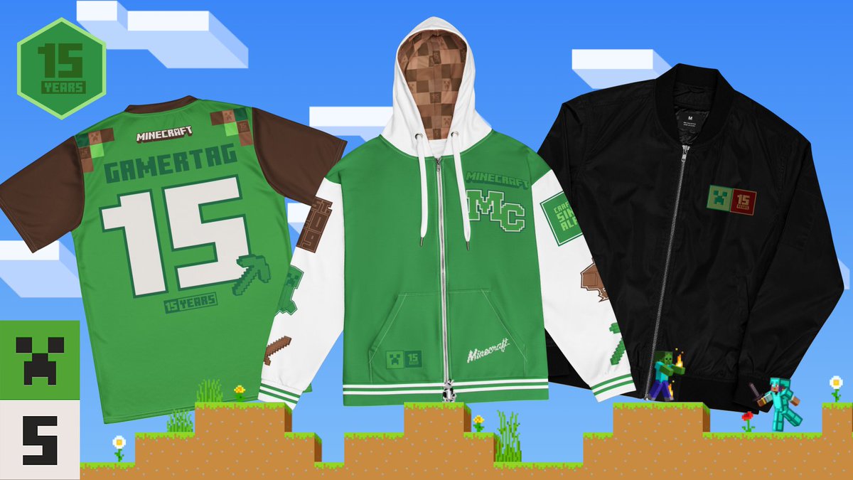 🚨NEW MERCH DROP🚨

The official #Minecraft15 merch has arrived! Shop our Limited Loot Collection to celebrate in style!

..And yes, that is a band tee and custom gamer jersey you see 😎aka.ms/Minecraft15Col…