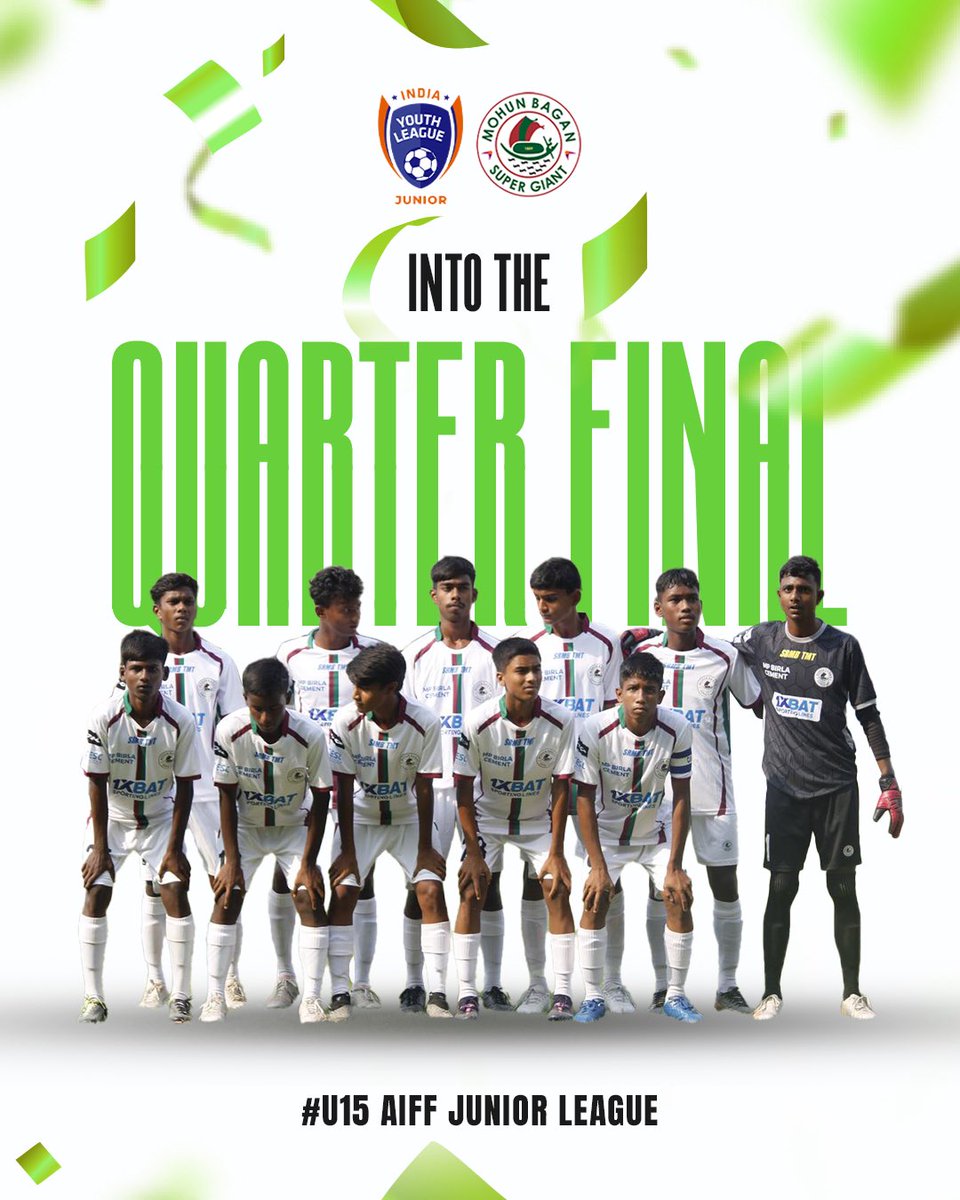 Big ups for our colts! Our 15s have made it into the quarter finals of the Junior Youth League! 🔝💚♥️

#MBSG #JoyMohunBagan #আমরাসবুজমেরুন #RelianceFoundation