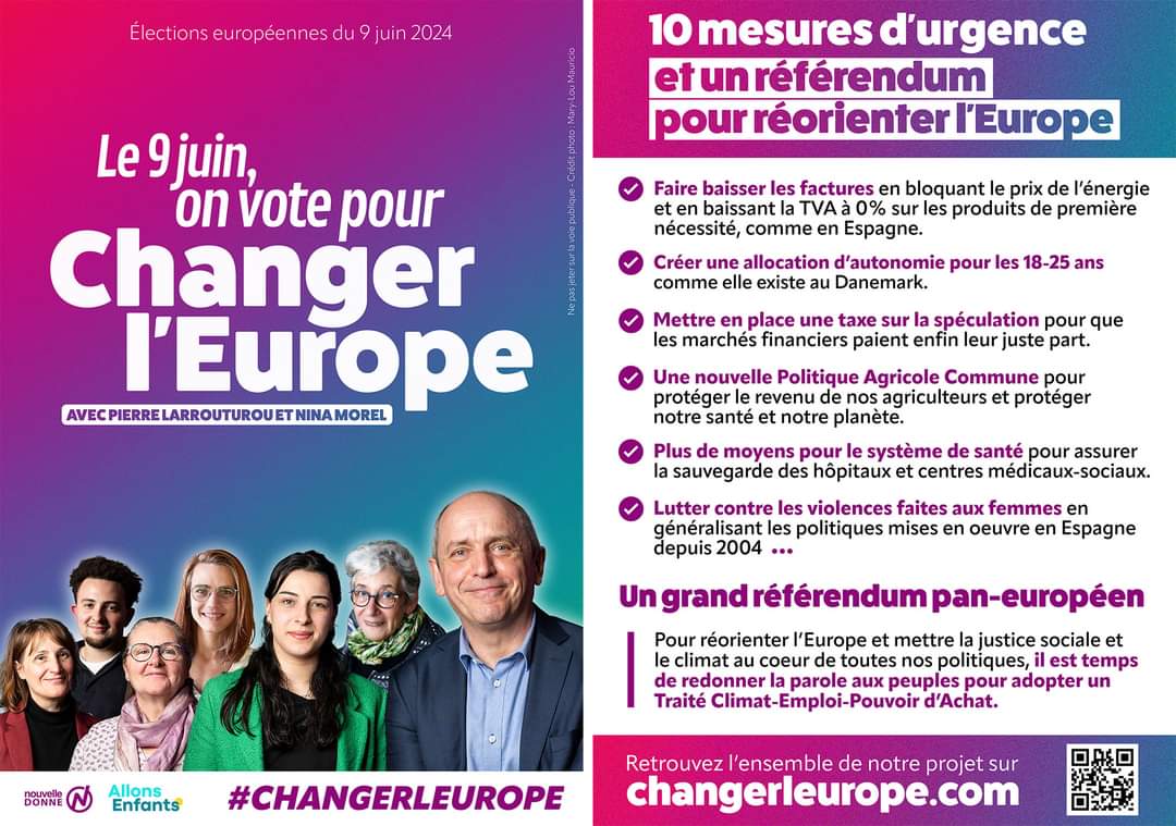 Le #9juin, on vote 🗳️🇪🇺 pour @Changer_Leurope . Avec @larrouturou de @Nouvelle_Donne et @morelninaAE de @allonsenfants_ . Et changer l'Europe, c'est tout un programme 👉 changerleurope.com