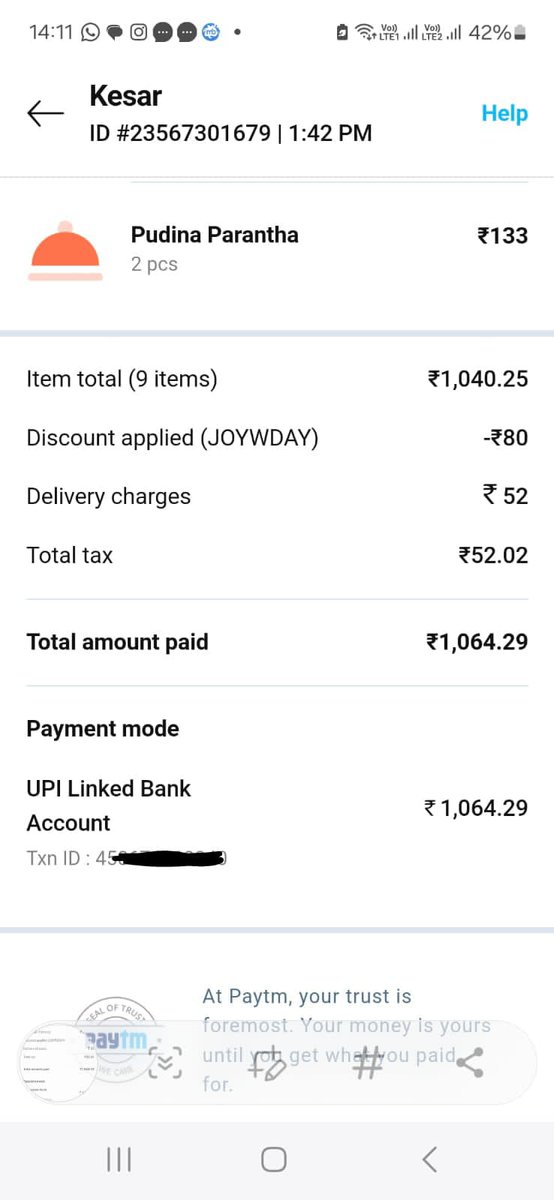 Enjoy IPL with ONDC
I just tried ONDC Store On Paytm App  & Guess what 😍 in comparison with Zomato I saved around 425 Rs. 🥳🥳
So ab Resturant nahi #FoodDelivery App Badlo 
Thank You @ondc4bharat you are truly worthy for #FoodLovers like me ❤️❤️❤️
#ONDC #ONDC4Bharat #PaytmONDC
