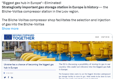 ‼️ Russia retaliates with elimination strikes on the 'Biggest gas hub in Europe' Strategically important gas storage station in Europe is history--- the Bilche-Volitsa compressor station in the Lvov region. x.com/amborin/status…