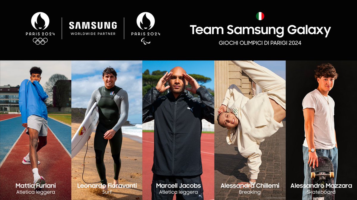 Pronti a brillare! ⭐️
Il #TeamSamsungGalaxy Italia è pronto per i Giochi Olimpici e Paralimpici di Parigi 2024. 
@Olympics @Paralympics
#Olimpiadi2024 #OpenAlwaysWins #Paris2024 #Samsung