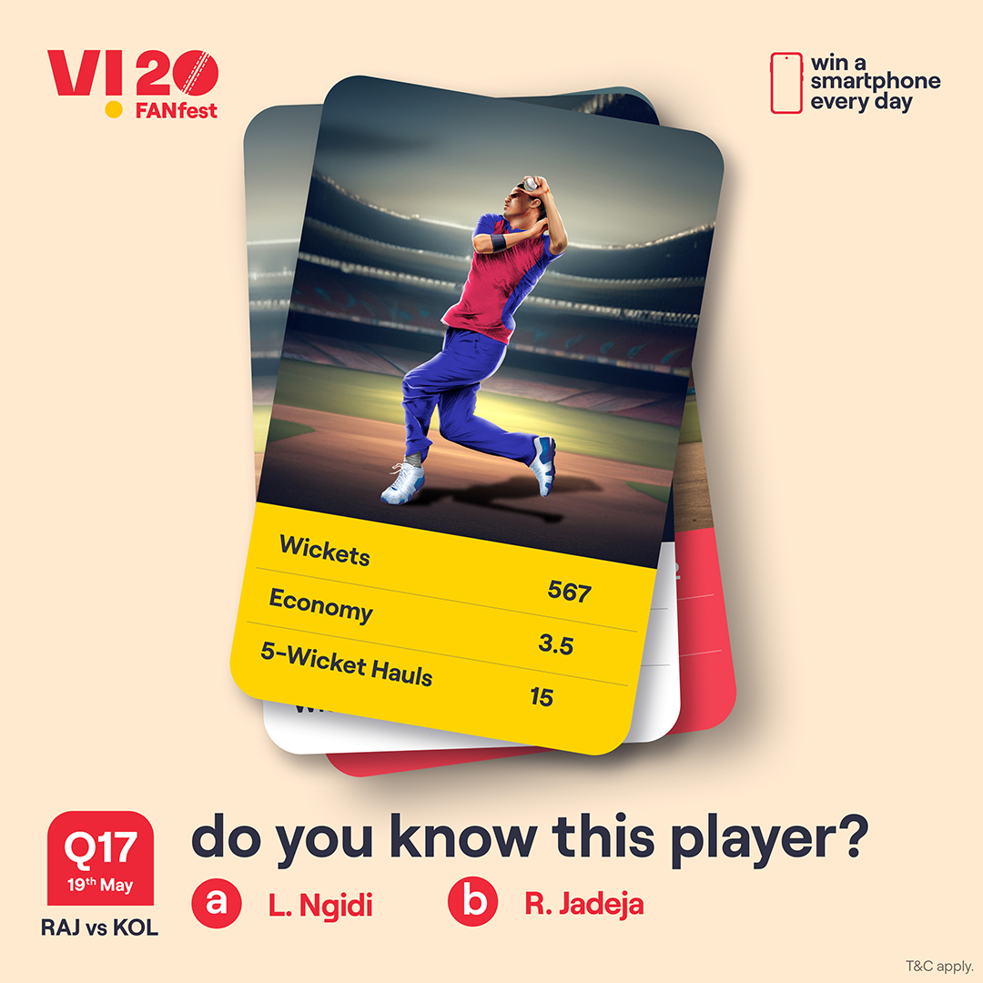 A challenge that separates the cricket experts from the rest. Identify this player, and you stand a chance to win a smartphone every day. 1. Follow our page 2. ⁠Comment the right answers with #Vi20FANfest #ChallengeAlert #WinPrizes #Quiz #Challenge #ParticipateAndWin #RAJvsKOL