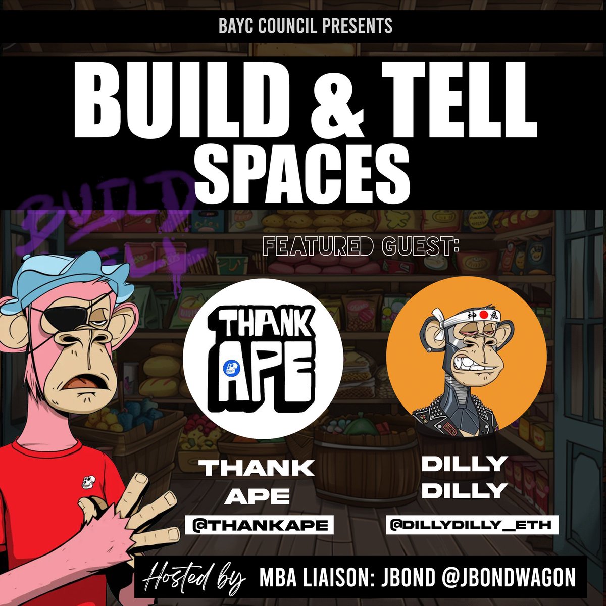 Join us for the first of our 'BUILD & TELL spaces' series on May 21st where we chat with @ThankApe & @DillyDilly_eth about their upcoming 'Made by Apecoin Accelerator Program' -- where MBA businesses that accept Apecoin can apply for a small business grant! Set reminder below 👇