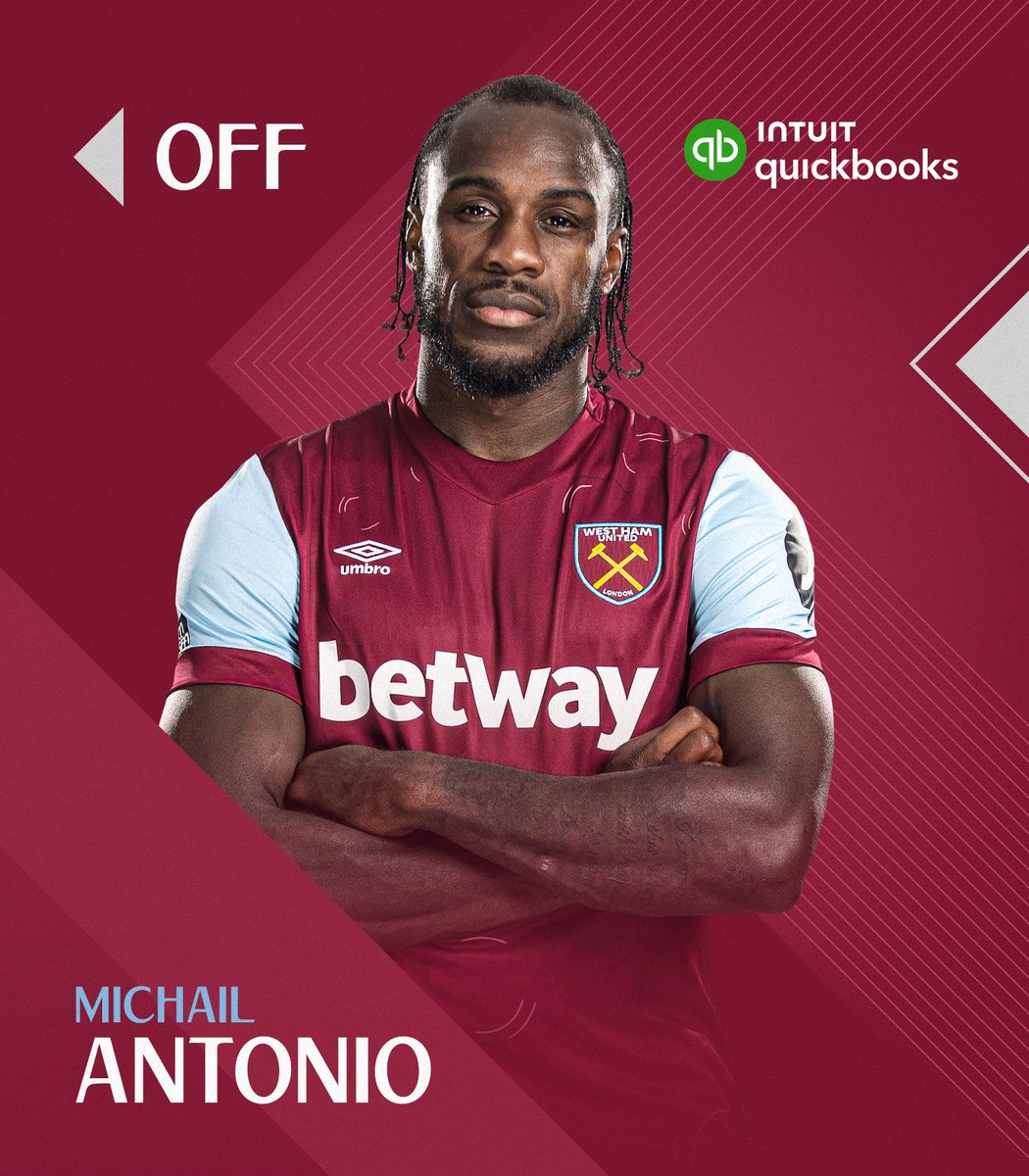 Antonio makes way for Earthy. 🔵 3-1 ⚒️ (81') | @QuickBooksUK