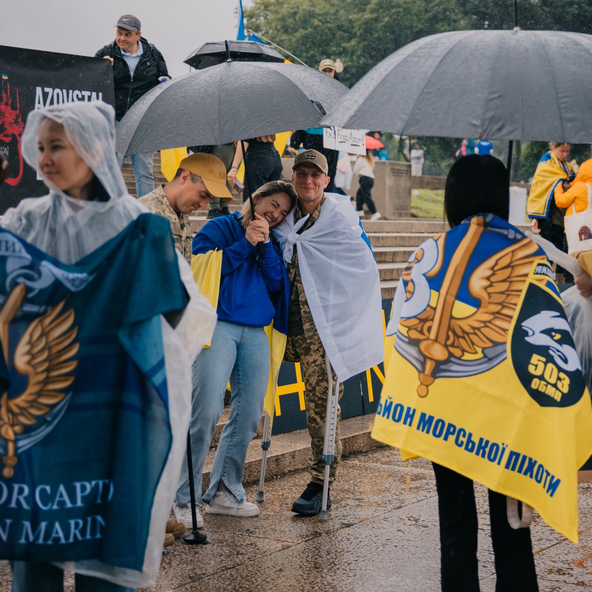 Our deepest Gratitude to the Ukrainian heroes who are here in the USA for prosthetics. It was an honor to talk to them and stand by their side, together at this rally. 

Remember: Your Voice - Their Chance For Freedom and For Life. 

Azovstal rally in Washington DC, May 2024.