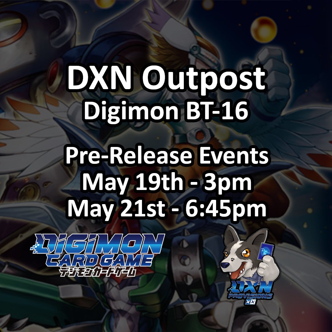 DXNOutpost's tweet photo. What an incredibly PACKED Sunday we have for you!
Starting off with Digimon BT-16 PreRelease, then One Piece Locals, and ending with our FIRST OFFICIAL Lorcana League! 
It’s sure to be an adventure! Will you come along for the ride? https://t.co/PkaeMBhbEE