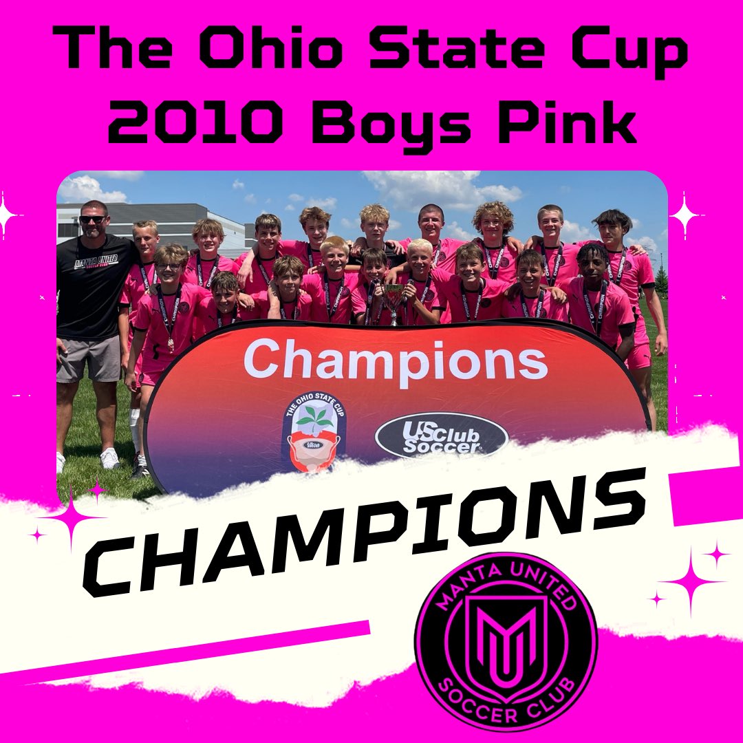 manta_soccer's tweet photo. CONGRATS @mantaboys2010 CHAMPIONS of The Ohio State Cup defeating Croatia Jrs. 3-0! They will be heading to Nationals in Colorado in July! WAY TO GO BOYS! π©·π€π #mantafam #teammanta #thatpinkclubfromohio #thinkpink #theohiostatecup https://t.co/uAB4FIIluJ