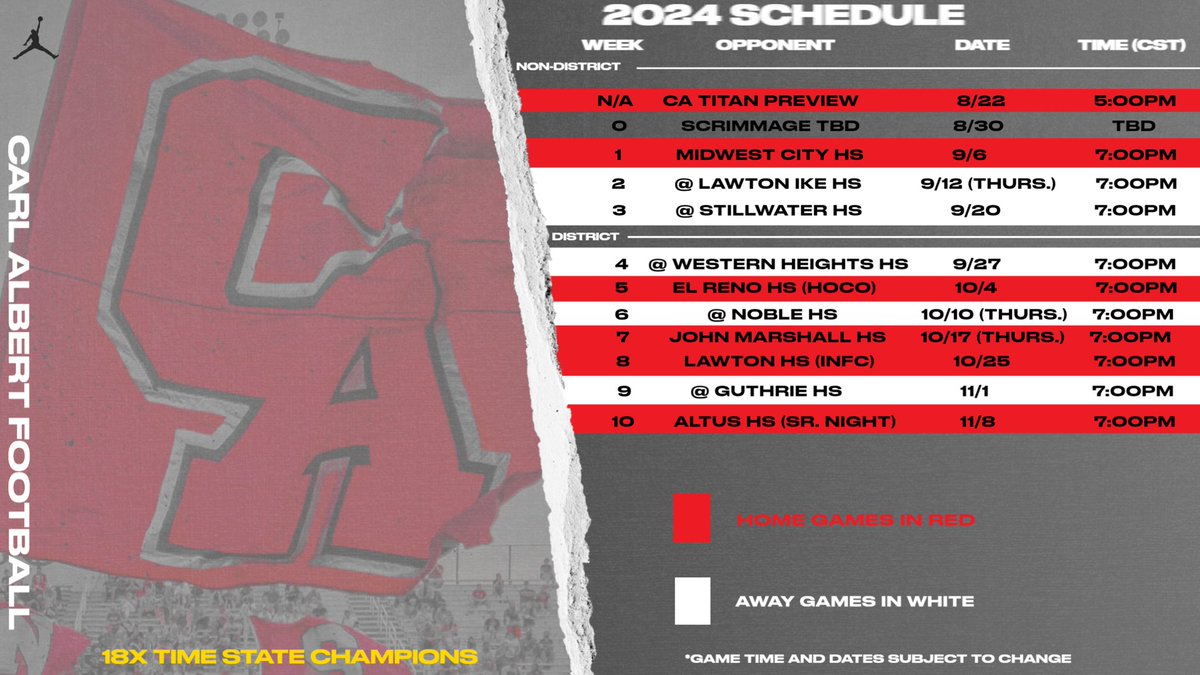 ‘24 Schedule Release: ⏰ Only 110 more days until game 1 #RunItBack #RecruitChampions x #CADNA