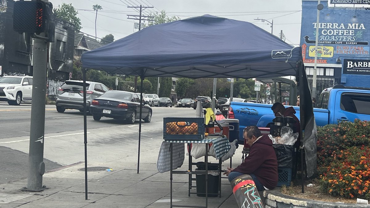 L.A. Sunday early mornings is the most beautiful time of the week. It’s peacefully quit, early birds are chirping, jogging, walking dogs. Street vendors setting up w/ giant pots of cafe. Old men gather at the donut shops. & slowly L.A. wakes up w/ a slowly growing rumble of cars.