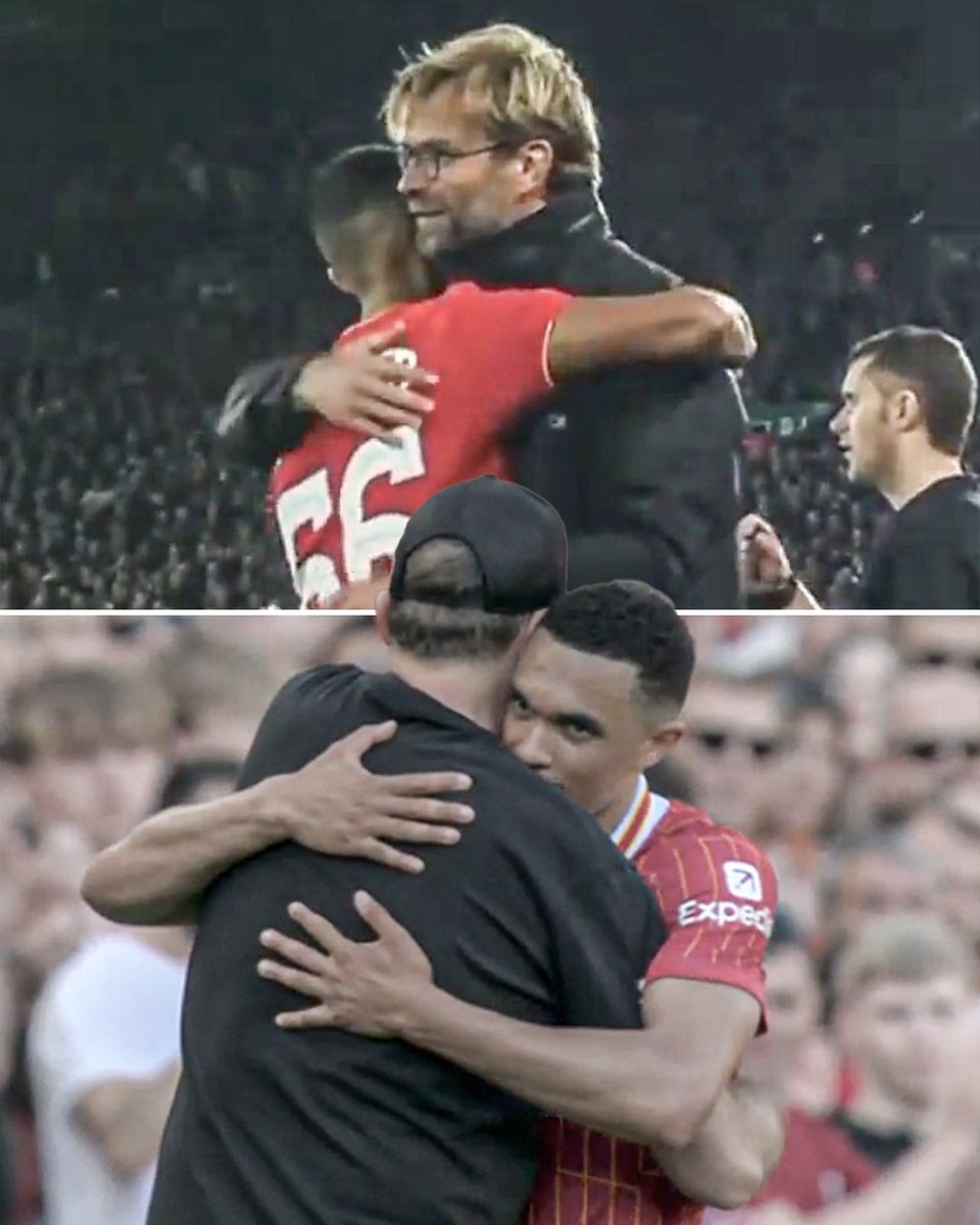 ESPNFC's tweet photo. Trent Alexander-Arnold with one final hug for Jurgen Klopp 🥺

They've been through it all together since TAA's senior debut in 2016 ❤️

(h/t @LFCLaurie) https://t.co/KgArk3vVPB