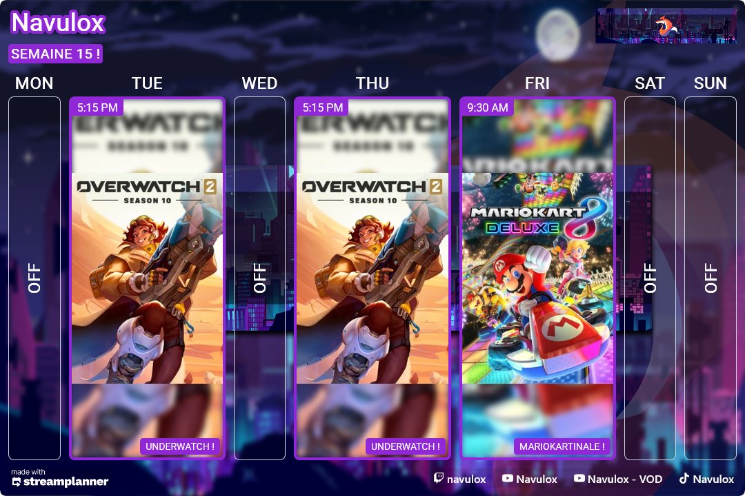LaNavuloxTV's tweet photo. Calendrier Semaine 14 ! https://t.co/OPn0cytTIj