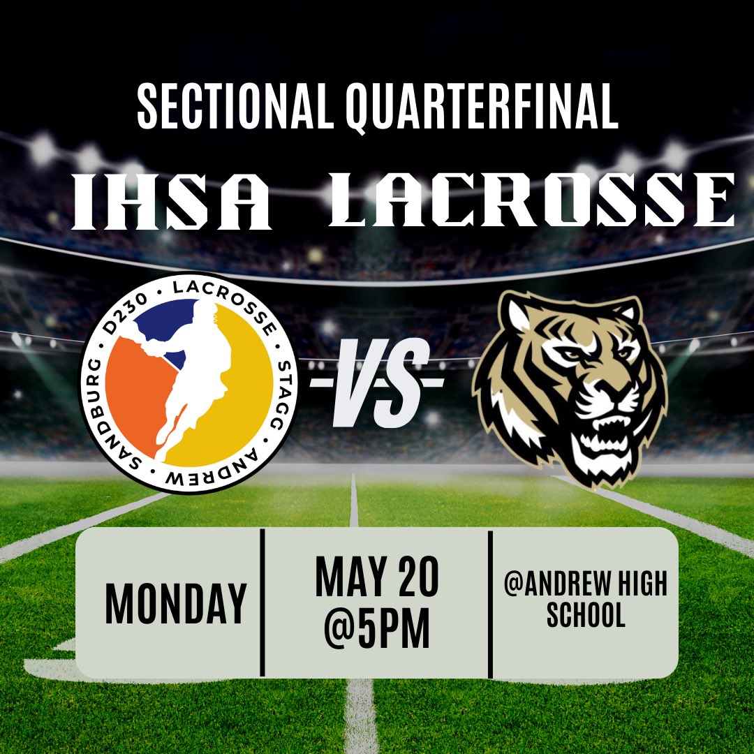 D230UnitedLax's tweet photo. Sectional Quarterfinal game at home tmrw! Come join the fun as D230 United takes on Oak Forest at Andrew High School 5pm! https://t.co/HL9mwkqeAg