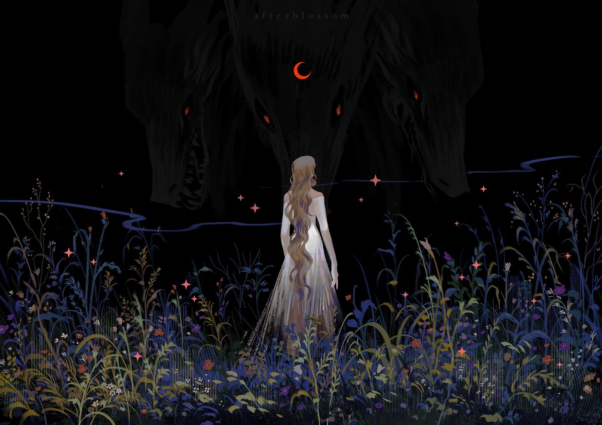 Persephone hanging out with the puppies at night.