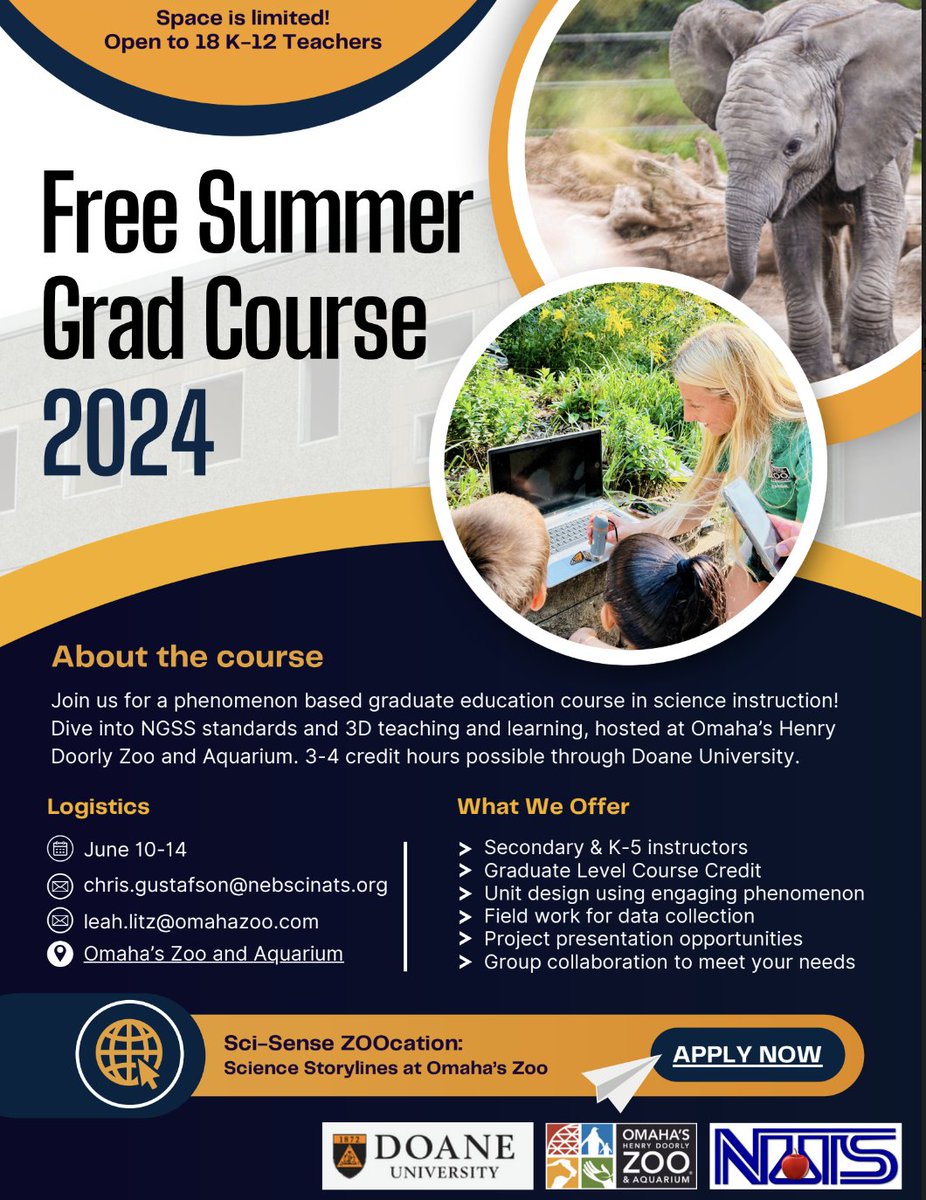 Leah Litz and Chris Gustafson are offering a phenomenon/place-based science course this summer through Doane's Noyce program. The course is FREE for interested K-12 science instructors. Option to enroll in the 3-hour course through Doane with fee. bit.ly/3K8Y44P