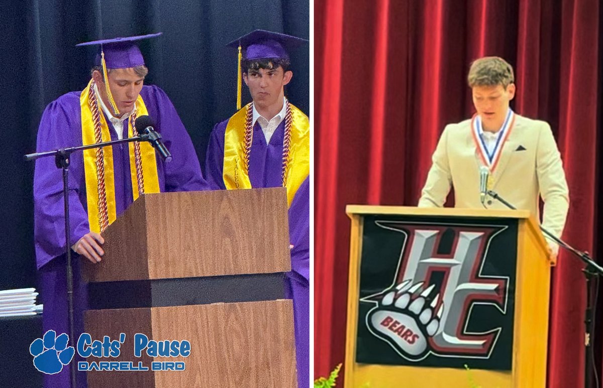 How cool is this? Future @KentuckyMBB players @Travis_Perry11 and @trentnoah2_ giving their Valedictorian addresses at Lyon and Harlan County graduations, respectively. Cream of the crop in Bluegrass gonna do #BBN and @CoachMarkPope proud.
