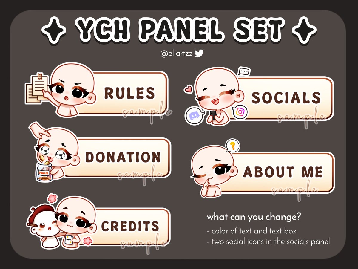 ‼️YCH PANEL SET ART RAFFLE‼️

  To enter:
✦ follow me
✦ like + RT(QRT 🚫 )
✦ drop your png
✦ 1 winner (2 winners if 400+RTs)

 Price: 
✦ a set of 5 YCH panels 

✨ Ends 28 MAY 2024 ✨
Good luck everyone !
 Thx for 500+followers as well <3
#artraffle #ych #Vtuber