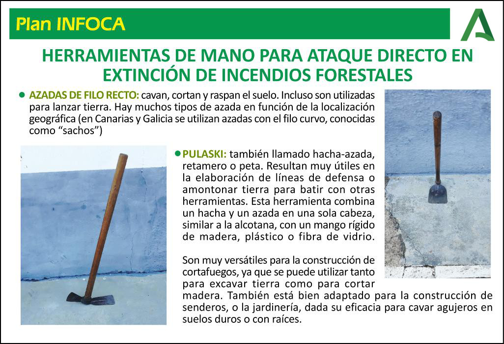 DIVULGACIÓN | Sin ellas, difícilmente los compañeros podrían realizar ataque directo a las llamas. Como en un equipo de fútbol, cada una juega un papel fundamental sobre el terreno y en conjunto, su efectividad está fuera de duda. Estas son nuestras herramientas de mano…