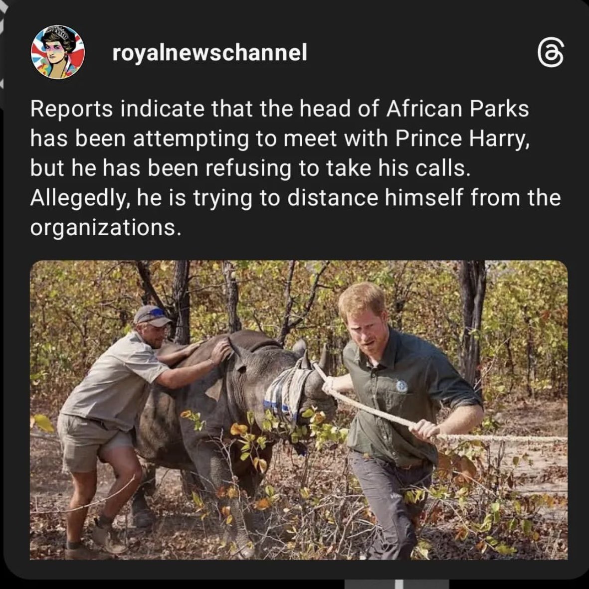 If this is true, it is so disturbing. What happened to the Archewell motto, “show up, do good?” Apparently now it’s “don’t answer the phone, distance during difficulty.” Harry is SUCH a douche. #AfricanParks