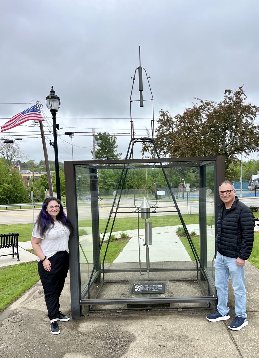 With ⁦<a href="/Enigma_Rosa/">Shanni</a>⁩ Visiting some local attractions in Auburn MA. This is in Goddard Park, close to the launch site of Robert Goddard’s first liquid-fuel rocket which achieved a flight altitude of 40 ft (12.5m).