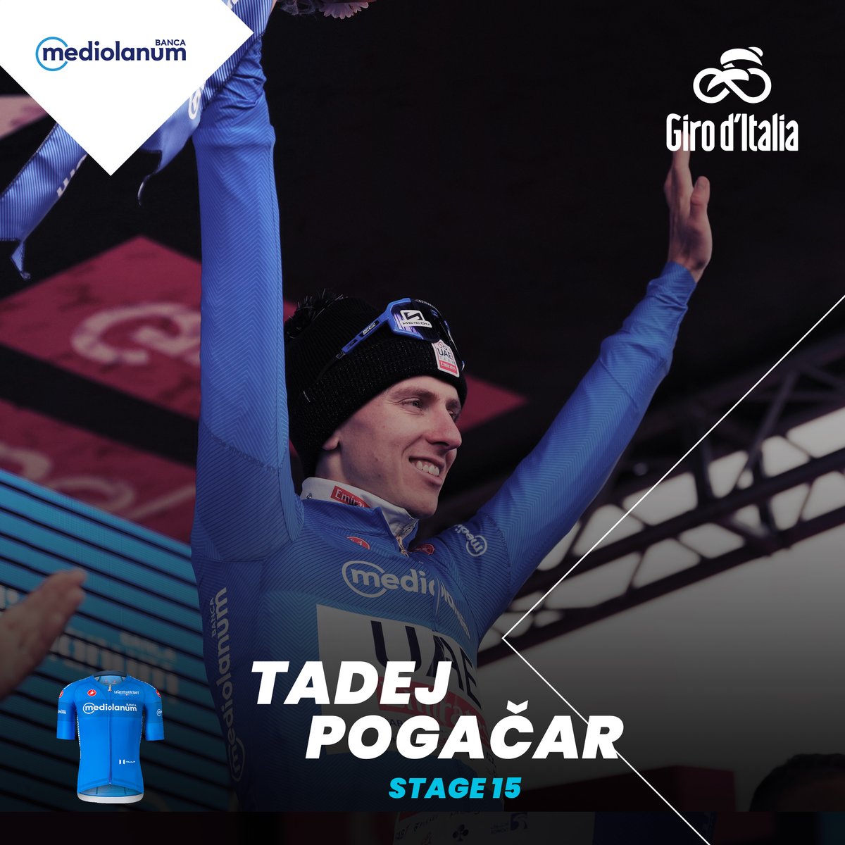 👕 The jerseys after Stage 1️⃣5️⃣ :

💙 🇸🇮 @Tamaupogi (UAD) @BancaMediolanum

📊 giroditalia.it/classifiche/

#GirodItalia | #jerseys