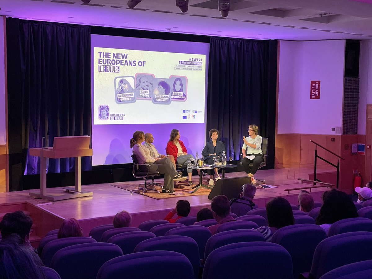 A wonderful final session of the European Writers’ Festival looking to the future, with @DeanAtta, Sasha Salzmann, @LarisaFaber and Tone Schunnesson, chaired expertly by @BeeRowlatt @EUWritersUK #EWF24