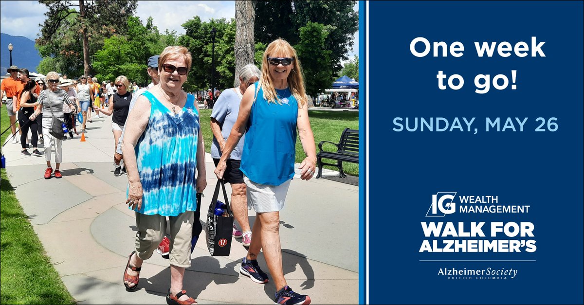 With only one week left to go, it's the perfect opportunity to show your support and make a difference in the lives of people affected by dementia. 💙Sign up today at alzbc.org/walk. #IGWalkForAlz.
