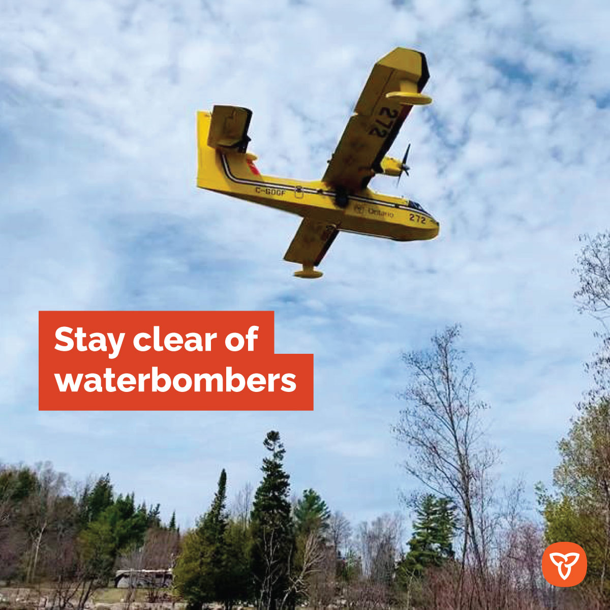 See a waterbomber in the sky? Get out of the way and onto the shore! Waterbombers need space to scoop water and assist in fighting fires. Obstructions delay their ability to do so, and puts safety at risk. 

Learn more: ontario.ca/page/drones-wa… @ONforestfires