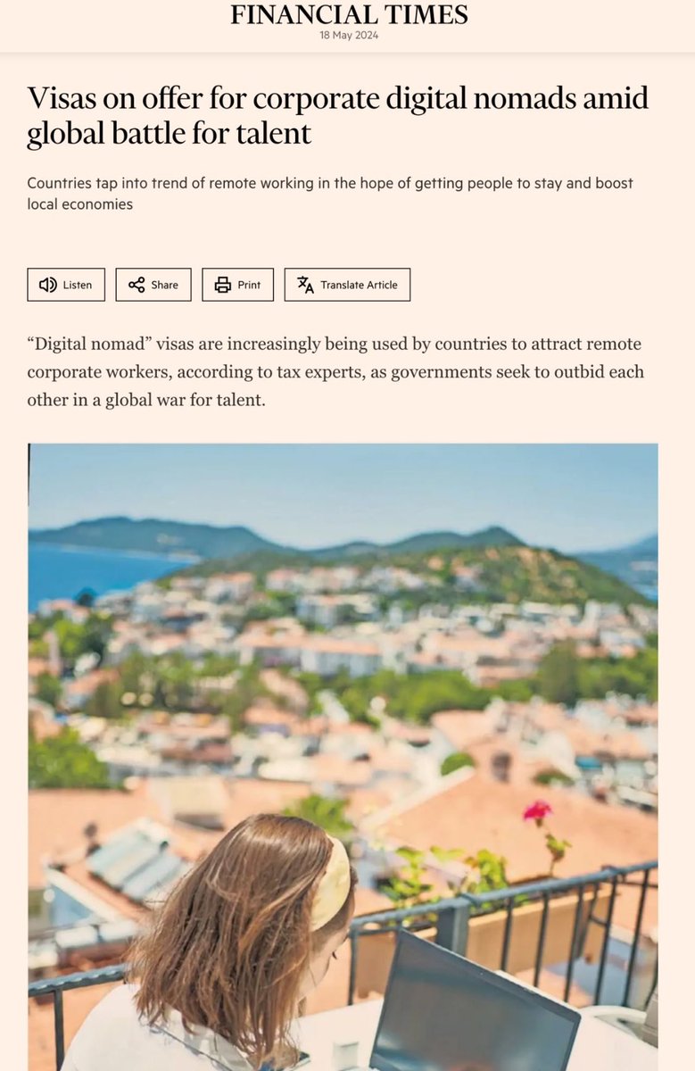 This weekend @FinancialTimes the #CorporateNomads are hot topic 🎯 countries hope they will get a #DigitalNomadVisa & stay longer to spend💰In the lifestyle, be one of the Insured Nomads insurednomads.com #nomadlife #expatlife #digitalnomadlife #nomads #remote #remotework