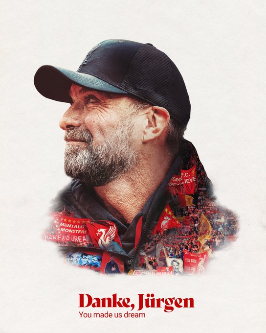 Graphic for Jürgen Klopp, after his final fixture as Liverpool manager. Danke, Jürgen.