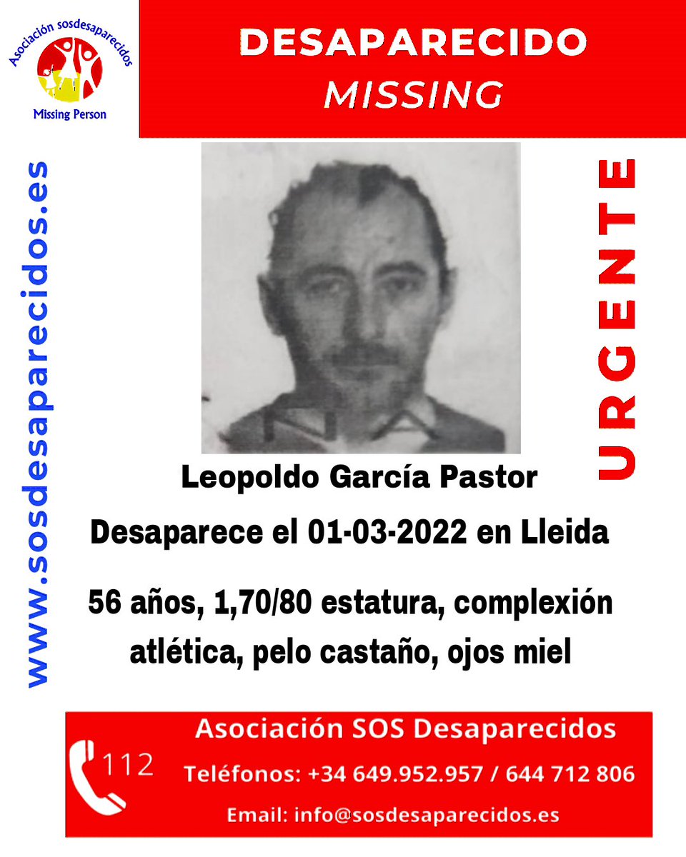 🆘 DESAPARECIDO Continúa desaparecido #sosdesaparecidos #Desaparecido #Missing #España #Lleida Fuente: sosdesaparecidos Síguenos @sosdesaparecido