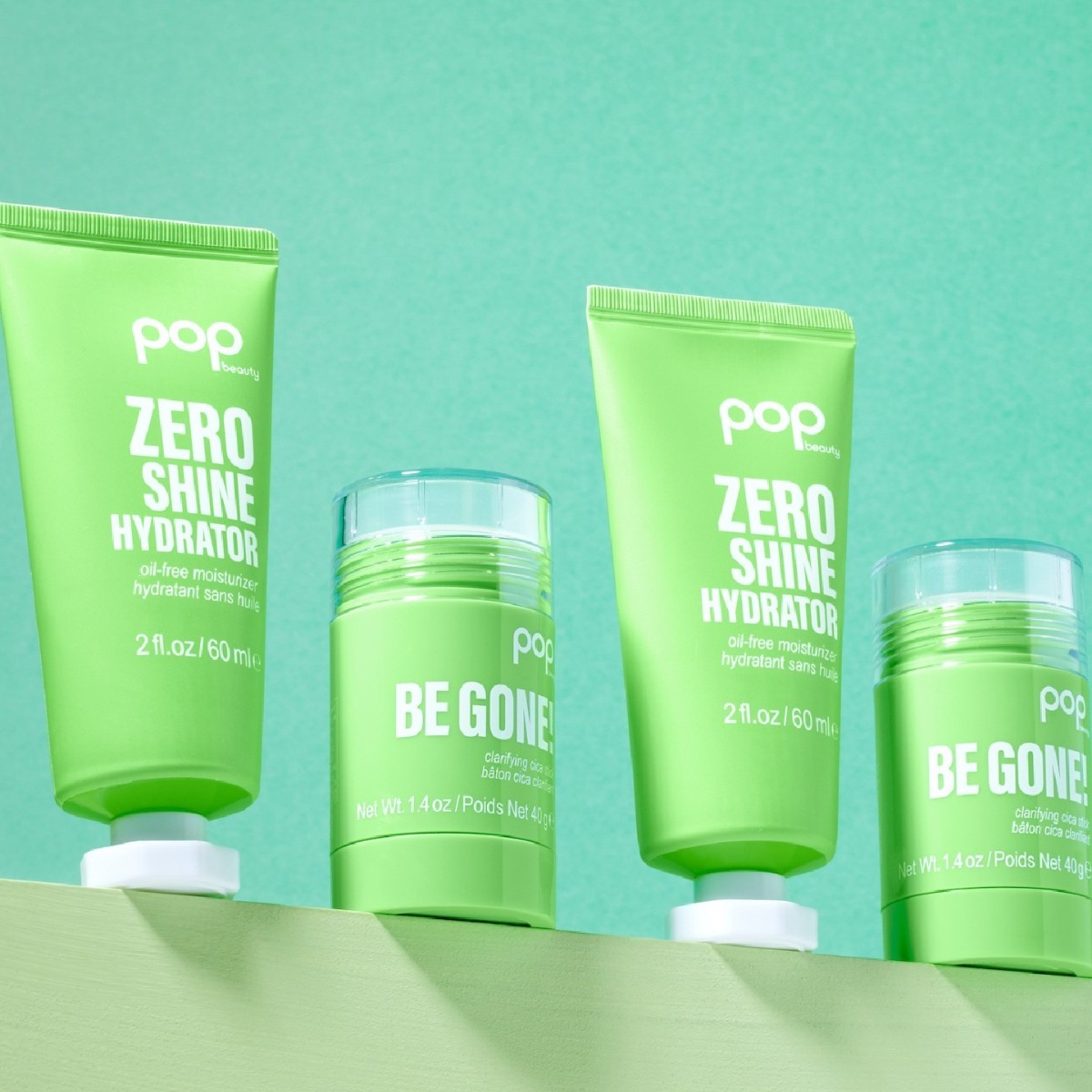 This cool pair will never break a sweat 😎 The clarifying &amp; cooling effects of Be Gone! combined with Zero Shine Hydrator's oil-free formula will help soothe &amp; replenish skin — without added shine.

💚 Centella Asiatica (Cica)
💚 Aloe Vera
💚 Salicylic Acid

#POPbeauty #Skincare