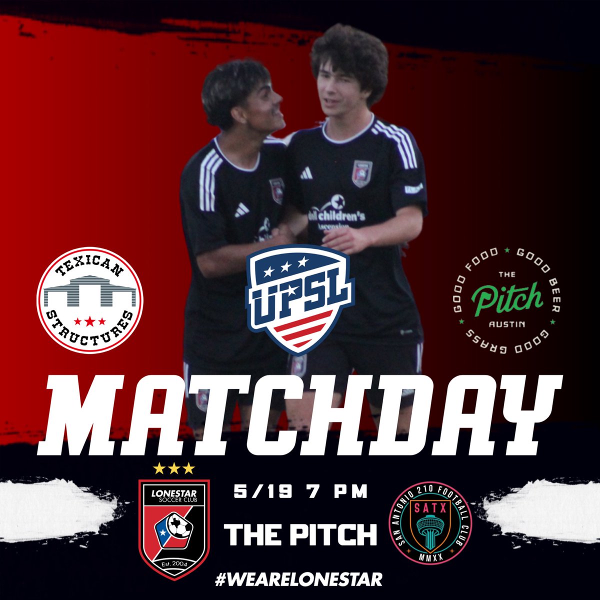 UPSL JUNIORS NIGHT @PitchAustin Be There. Be Loud. BE RED‼️ #WeAreLonestar | #UPSL