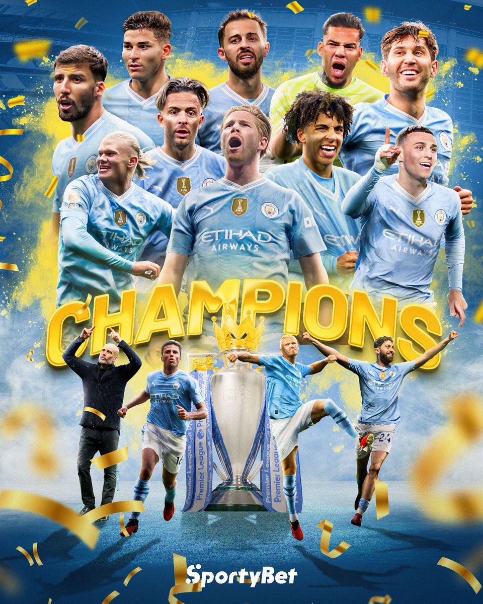 Kudos to our partner, Manchester City, for securing their fourth straight Premier League title. Your historic achievement as the first team to do so fills us with pride. #SportyBet #MCIWHU #ManCity #EPL
