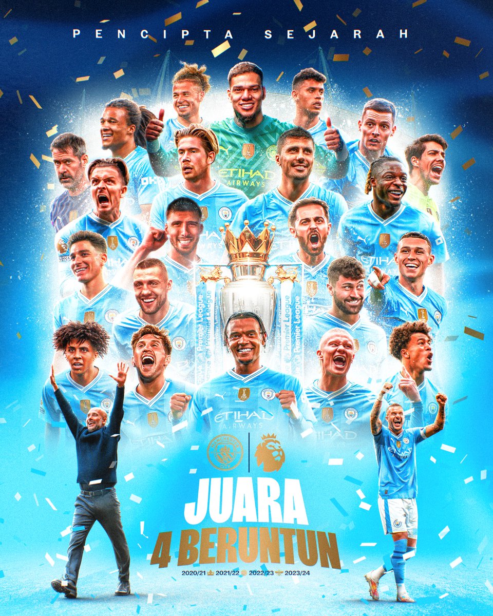 𝐄𝐌𝐏𝐀𝐓 𝐁𝐄𝐑𝐔𝐍𝐓𝐔𝐍!

Kita adalah juara <a href="/premierleague/">Premier League</a> 🏆🏆🏆🏆