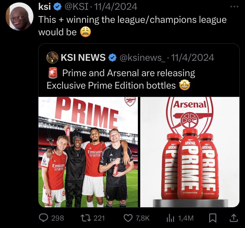 KSI hasn’t tweeted about Arsenal all year, the week he did they lost the 2 games that costed them the Premier League and Champions League 😭