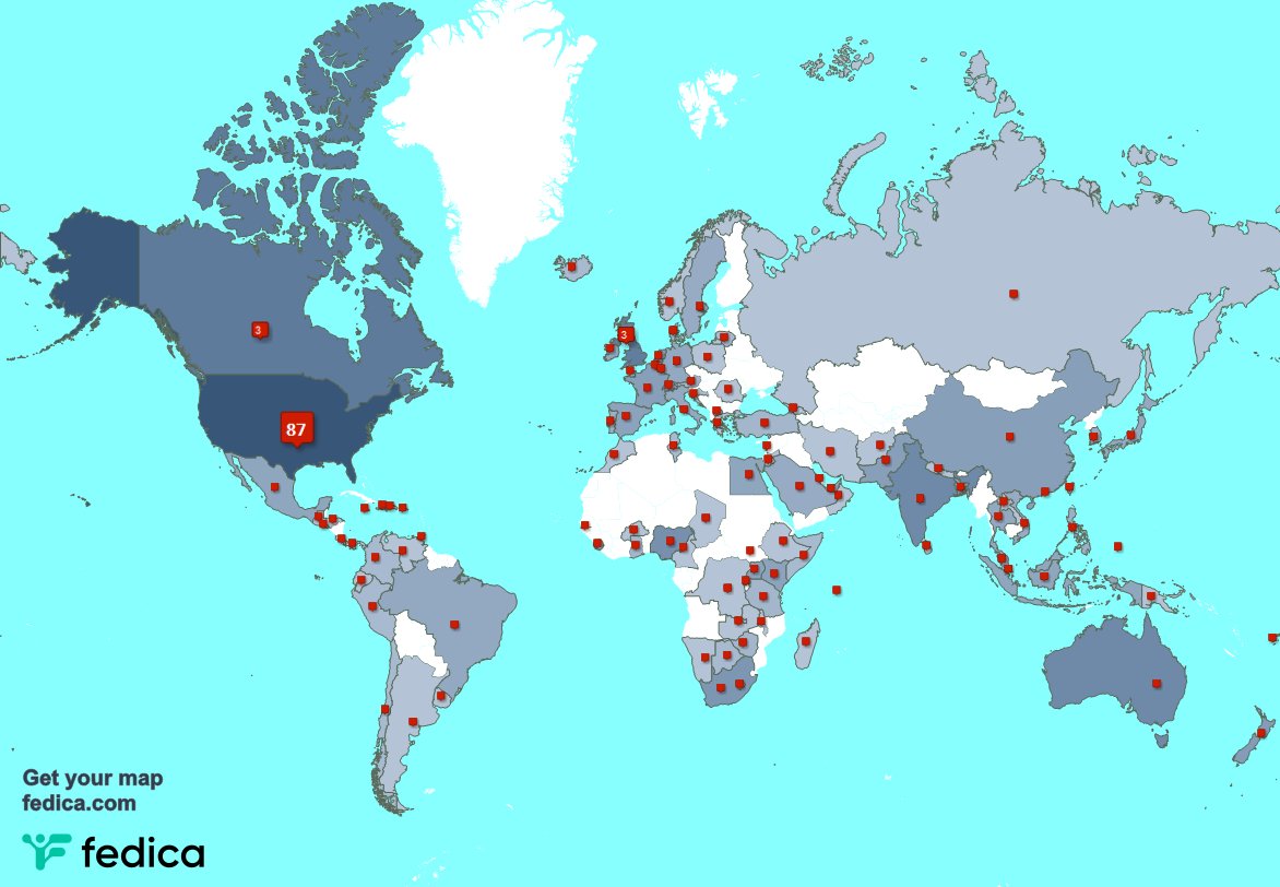 I have 40 new followers from USA 🇺🇸, and more last week. See fedica.com/!Boss_Librarian