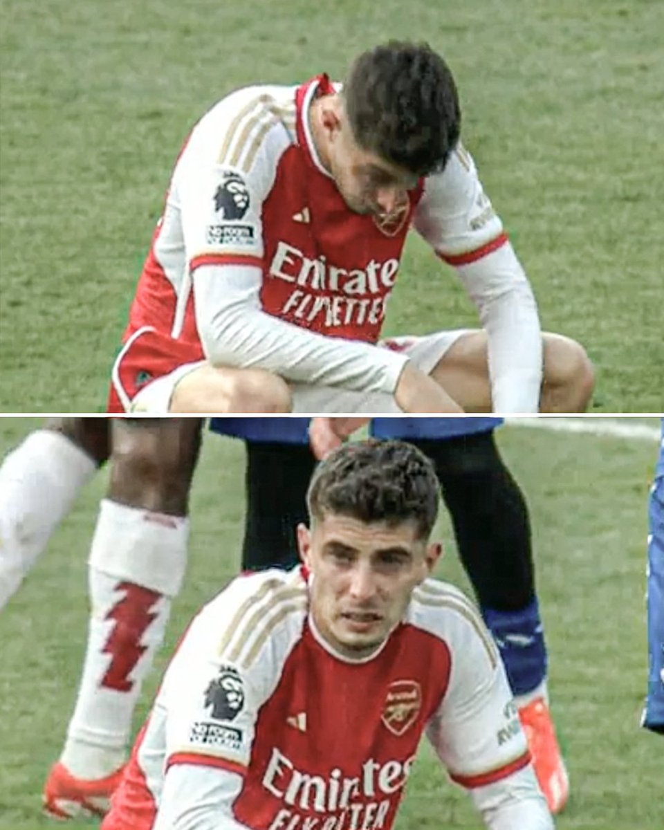 Kai Havertz in tears at full time as he realizes his side finished just two points from the Premier League trophy 😢💔