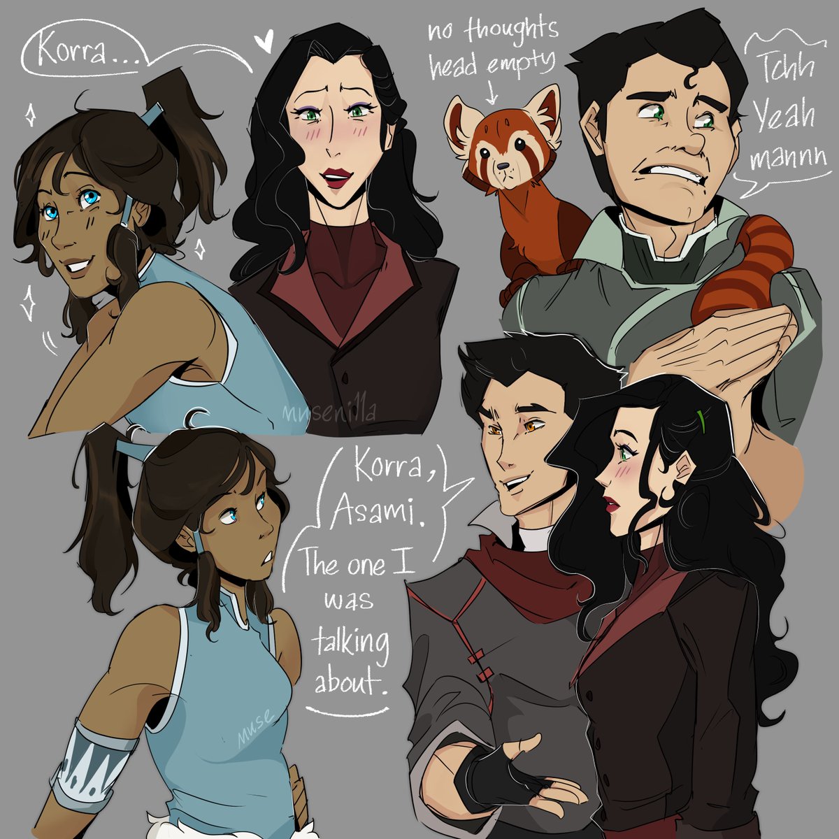 Drew out a bunch while watching tlok the other day 🌊 Korra’s hairstyle is weirdly satisfying to draw out help-

#thelegendofkorra #Korra #Asami #Bolin #Mako #korrasami #makorra #avatar #fanart #art