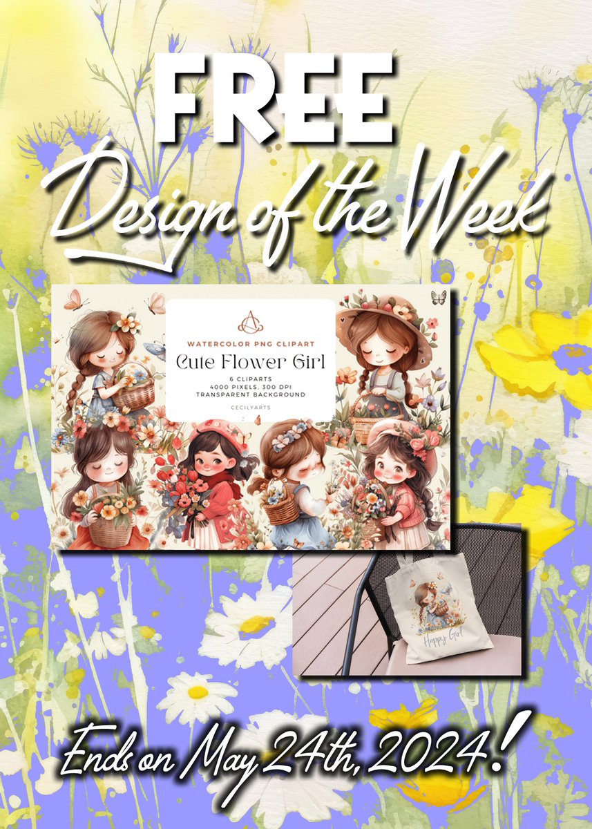 #FreeDesignOfTheWeek 😍 Cute Girl with Flowers Cliparts from Cecily Arts.

ℹ️ Remember you have 7️⃣ days from the time CreativeFabrica posts the listing to add it to your account and download it at any time thereafter. pin.it/1vQjr5gwA via @pinterest
