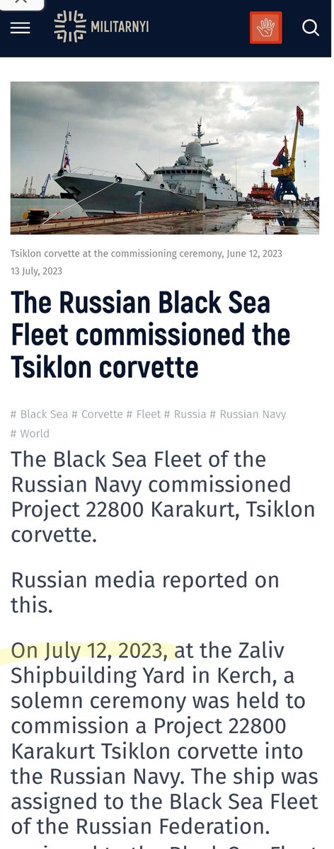 Now THIS is going to save lives. Russian side confirming Ukraine has just sunk the “Tsiklon” in the port of Sevastopol with an ATCAMS strike. Built in summer 2023, this ship was the carrier/launcher for Russia's fastest 'zirkon' missiles.