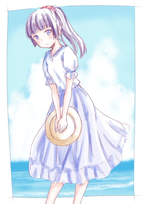 「holding sun hat」 illustration images(Latest)