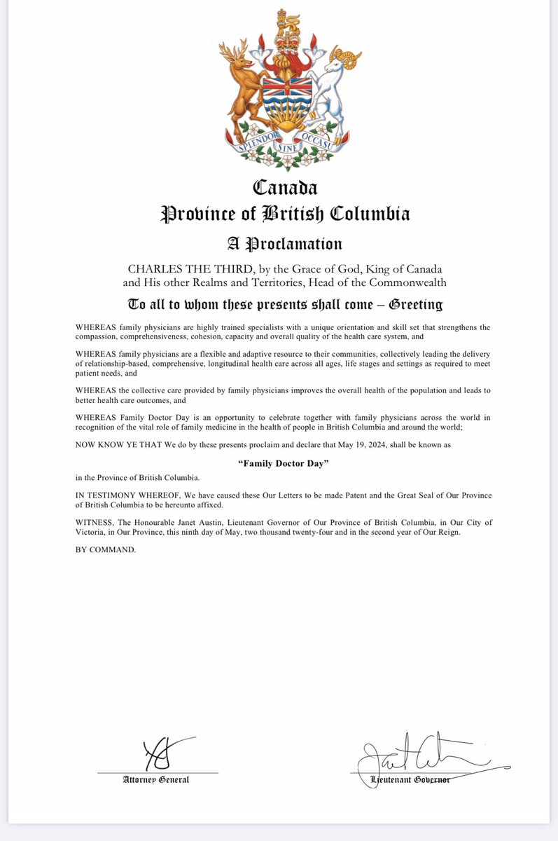 Watch: vimeo.com/947540873/b3c0… “Whereas family physicians are highly trained specialists with a…skill set that strengthens the…overall quality of the healthcare system”. Happy Family Doctor Day!! #WFDD2024 @BCCFP Read: bccfp.bc.ca/about-us/news/…