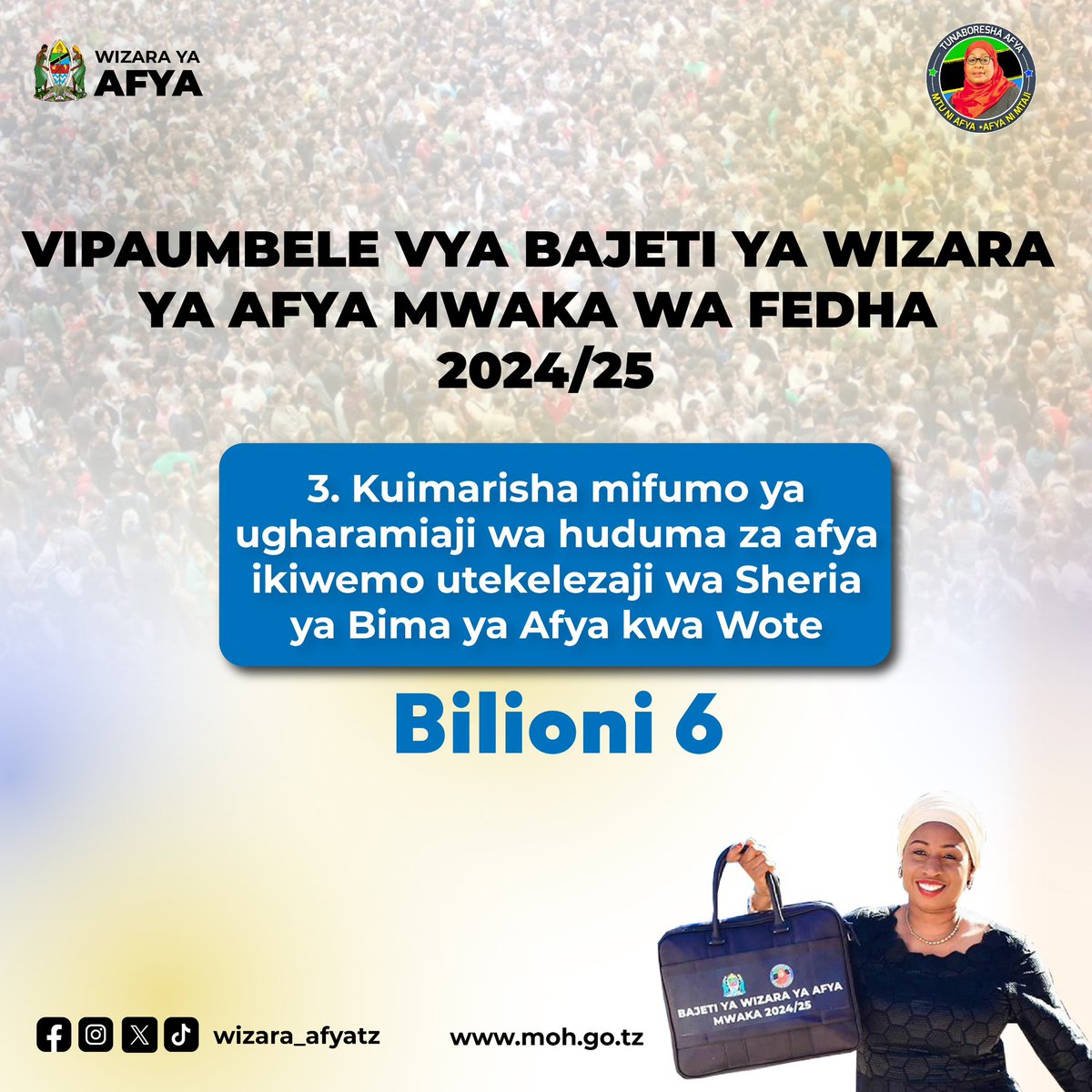 3. Katika ugharamiaji wa huduma za afya ikiwemo utekelezaji wa Sheria ya Bima ya Afya kwa Wote. #tunaboreshaafya @ummymwalimu