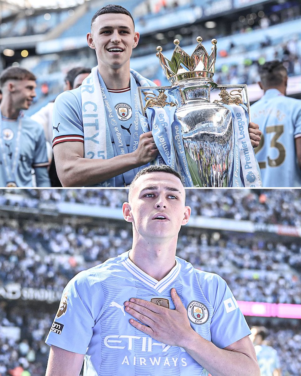 Phil Foden, who scored a brace today vs. West Ham, wins his sixth Premier League title just nine days before his 24th birthday 🏆

He's now the YOUNGEST player to win six PL titles 🤯

A generational talent ✨