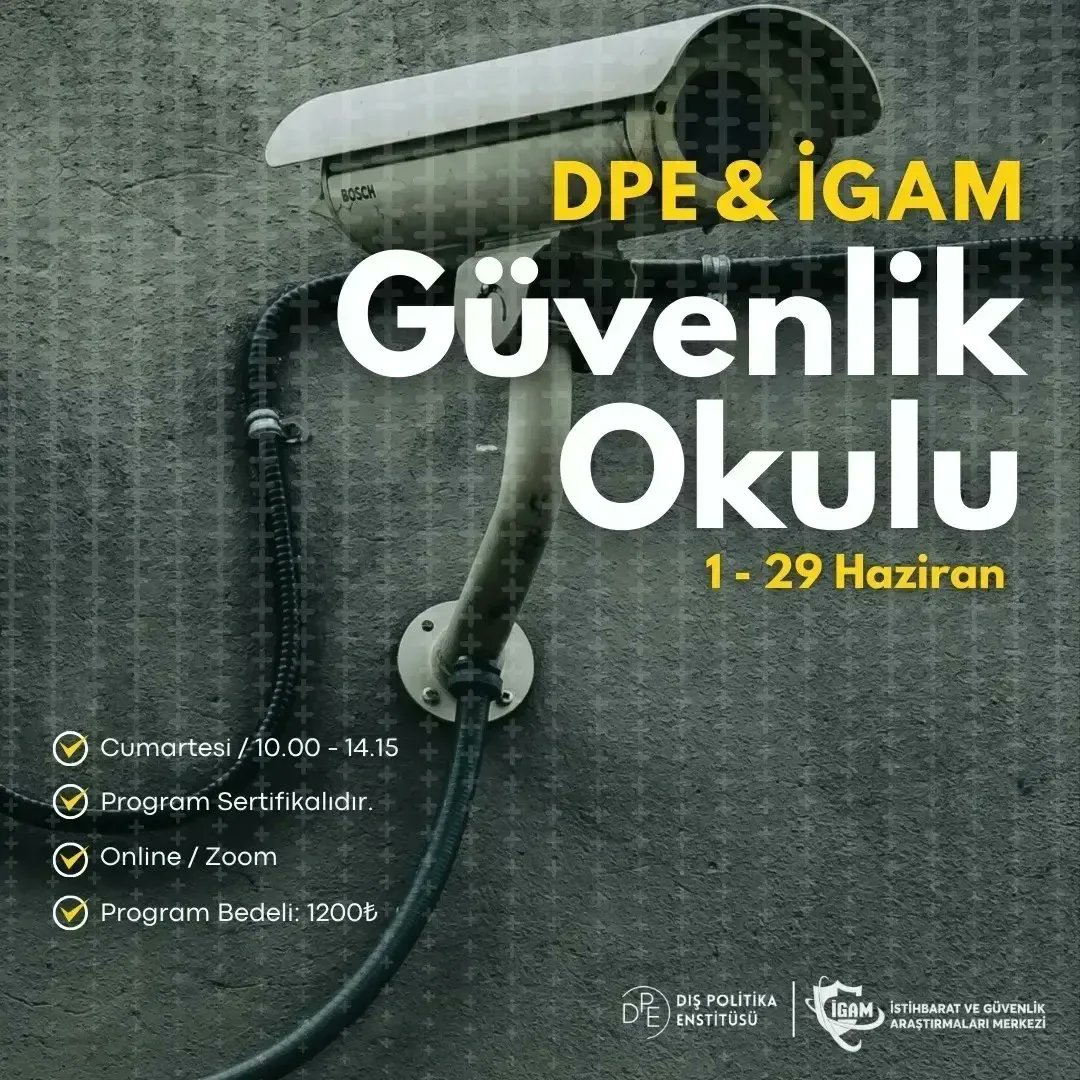 📣Enstitümüz ve İstihbarat ve Güvenlik Araştırmaları Merkezi @igamtr ortaklığında düzenlenen 'DPE & İGAM: GÜVENLİK OKULU' programı kayıtları devam ediyor!

▶️1 - 29 Haziran / Cumartesi 
▶️ Son kayıt: 30 Mayıs 

Detaylı bilgiler ve kayıt formu için⬇️
docs.google.com/forms/d/1Bh3IW…