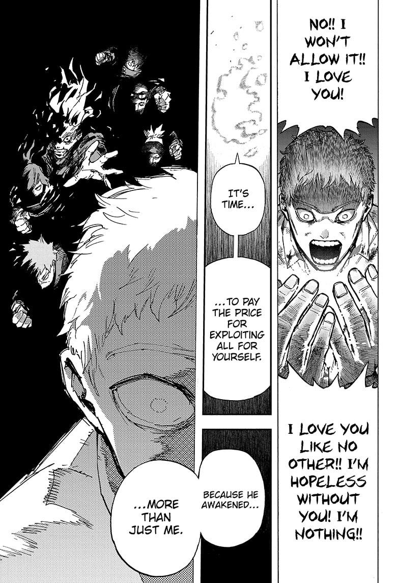 #MHA423 AFO was only truly, 100% honest RIGHT at the end of his rope when there was zero possible chance for any kind of redemption or mercy coming toward him. If anything, the fact it took it reaching this point for him to admit this is what highlights his narcissism.