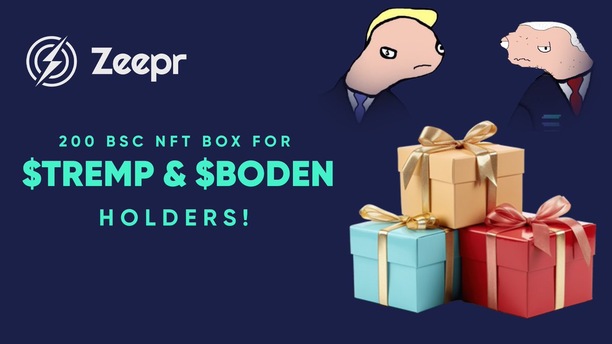 🎉 Airdrop Alert! 

Are you a $TREMP or $BODEN user on Solana? Drop your wallet address below! 🚀 The first 200 to comment will receive a Freemint of 200 BSC NFT Boxes. 

Don’t miss out, act fast! 
#ZeeprV3