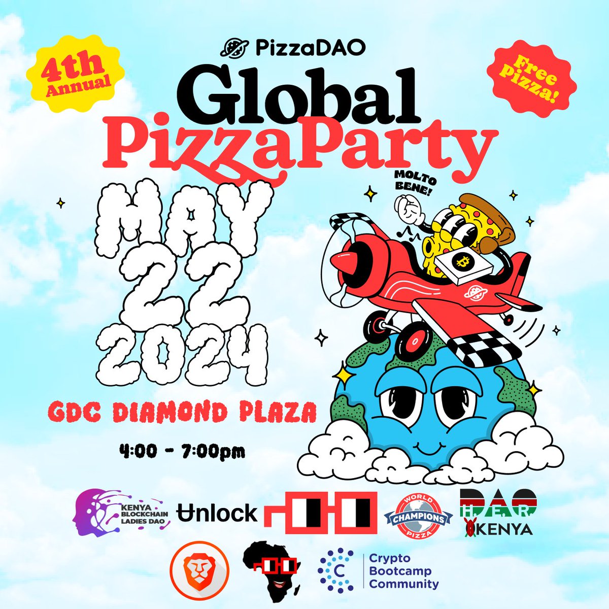 Gm folks! This message will self-destruct in 10 seconds... unless you RSVP to the most delicious event of the year - a PIZZA PARTY hosted by @Pizza_DAO   Let's get this party started!
RSVP here; app.unlock-protocol.com/event/nairobi-…