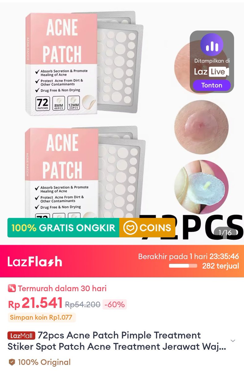 Promo Diskon Lazada

72pcs Acne Patch Pimple Treatment Stiker Spot Patch Acne Treatment

21 ribu aja dapet acne patch banyaaak untuk menutupi sekaligus meredakan jerawat!
🛒s.lazada.co.id/s.JU1Hb?cc